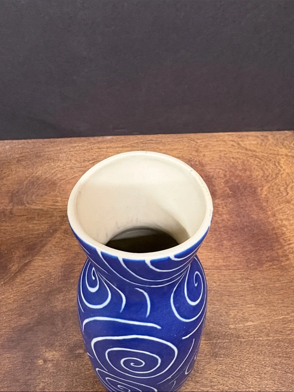 Blue Swirl Ceramic Pottery Vase - Decorative Home Accent